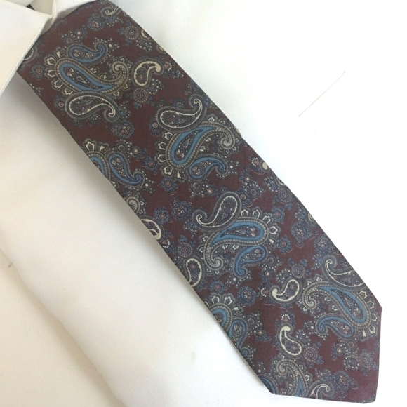 𝅺bert Pulitzer-‎ Men's Neck Tie Brown Blue Paisley… - Picture 1 of 5